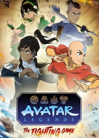 Personagens de Avatar: A Lenda de Aang em ação com fundo de fogo e água.