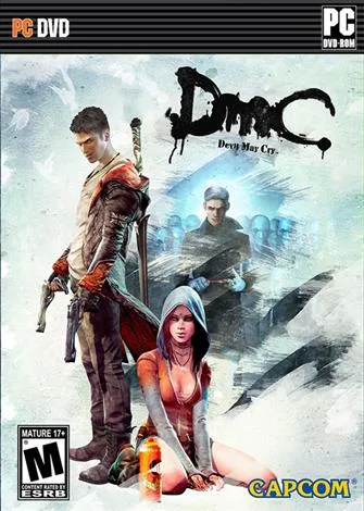 Capa do jogo DMC Devil May Cry com personagens principais em destaque.