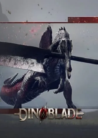 Dinossauro com espada na boca em cena do jogo Dinoblade.